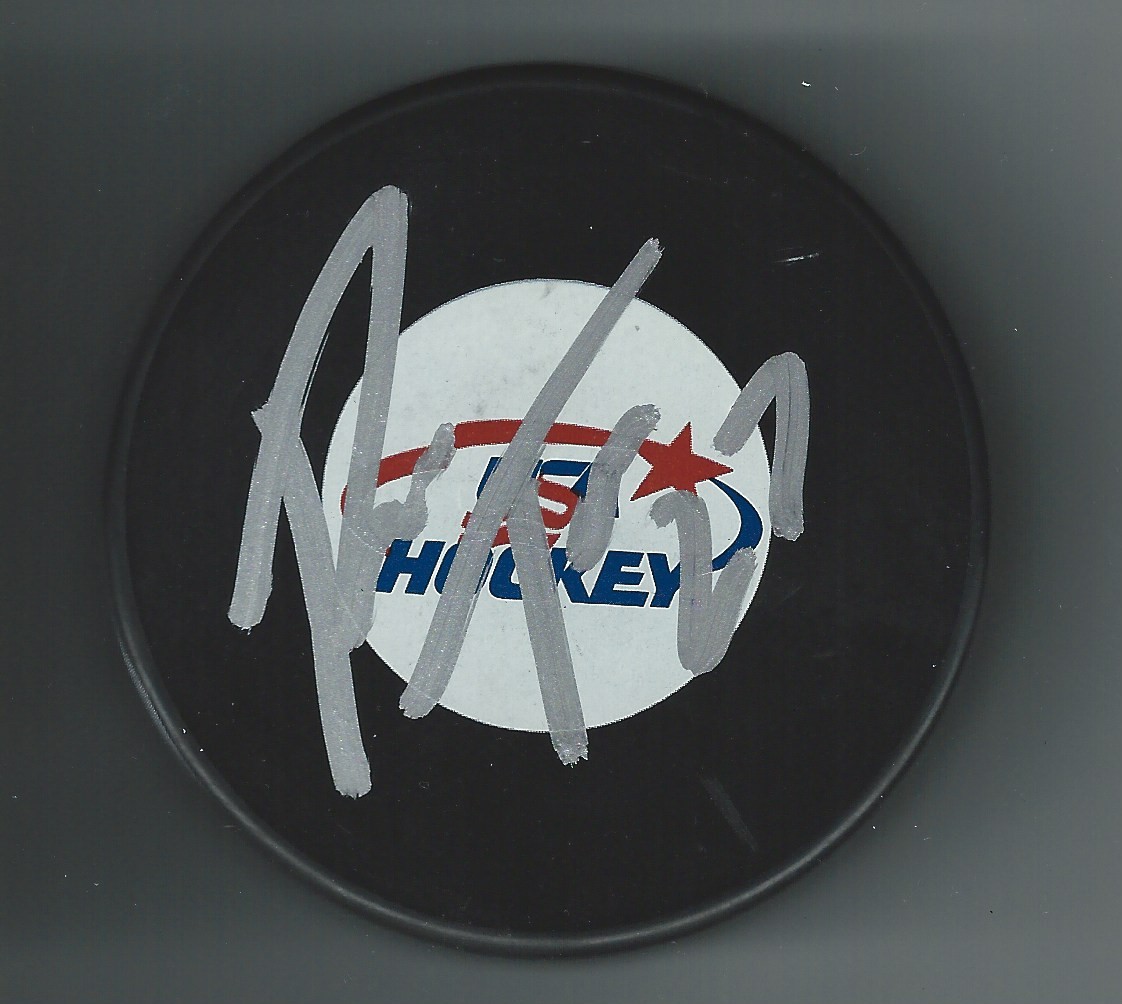 Riiley Tufte Signed USA Hockey Puck Dallas Stars