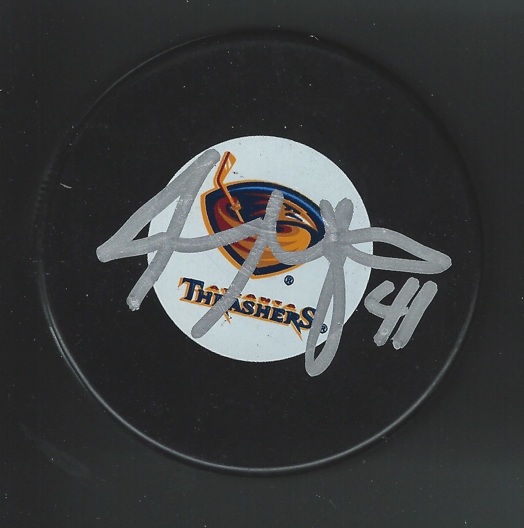 Joe Motzko Signed Atlanta Thrashers Puck