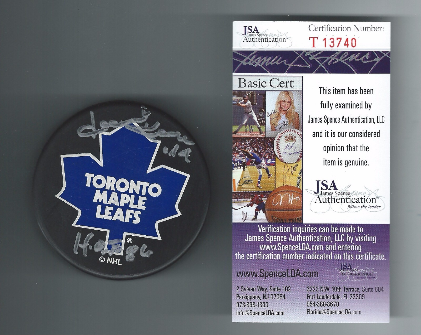 Dave Keon Signed & Inscribed Toronto Maple Leafs Ravens Athletic Puck JSA T13740