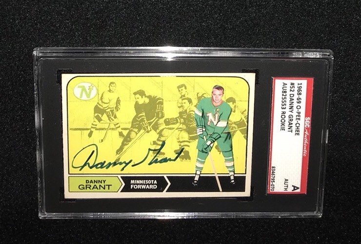 DANNY GRANT SIGNED 1968/69 O-PEE-CHEE ROOKIE CARD #52 SGC AUTHENTICATED AU825553