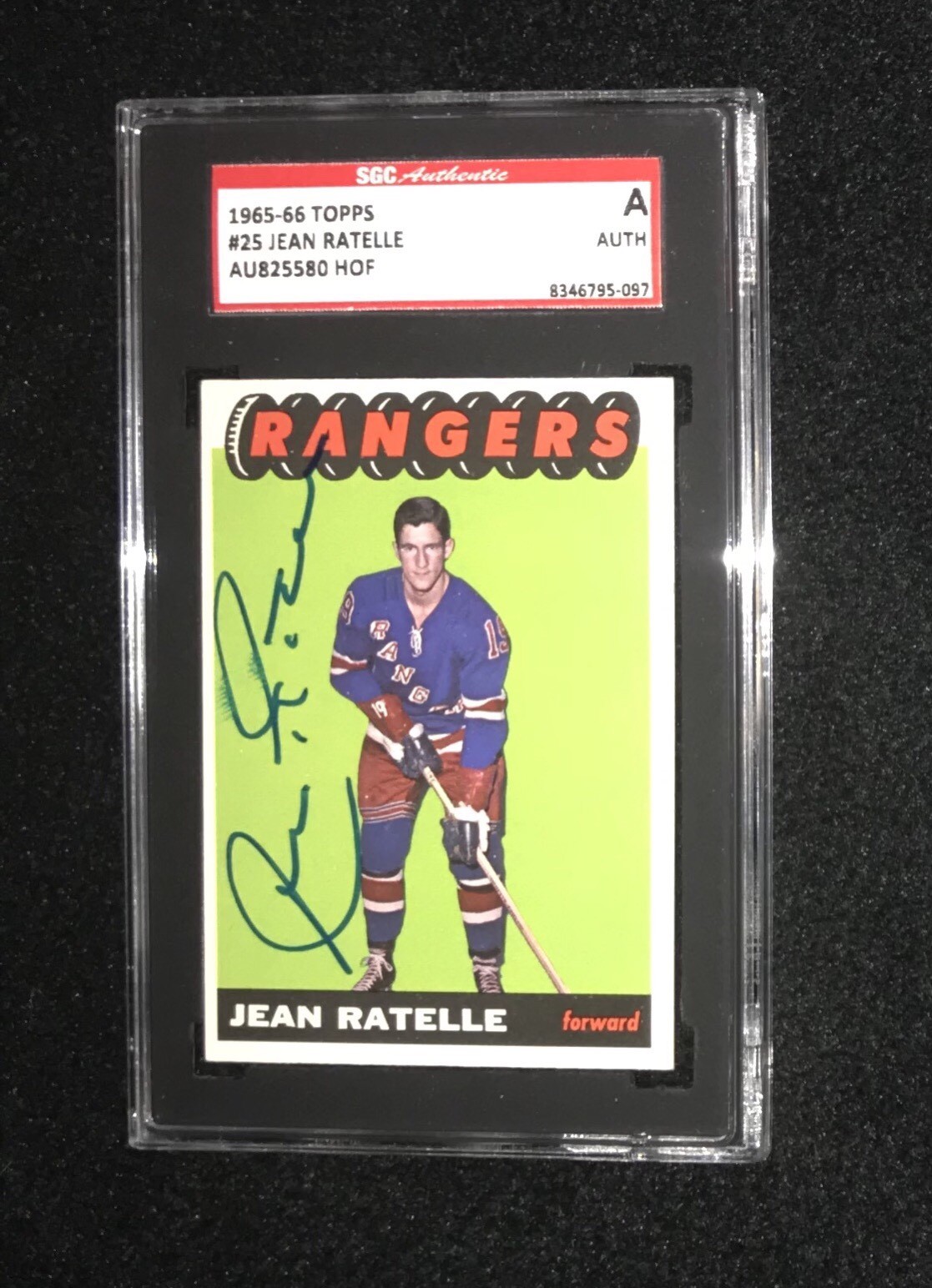 JEAN RATELLE SIGNED 1965/66 TOPPS CARD #25 SGC AUTHENTICATED