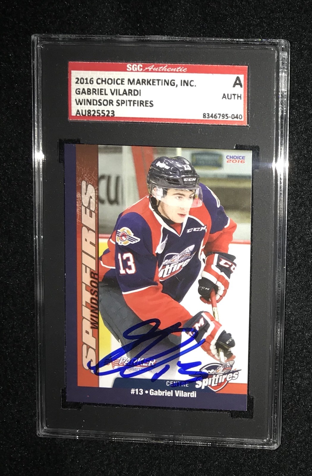 GABRIEL VILARDI SIGNED WINDSOR SPITFIRES 1ST TEAM ISSUED CARD SGC AU825523 KINGS