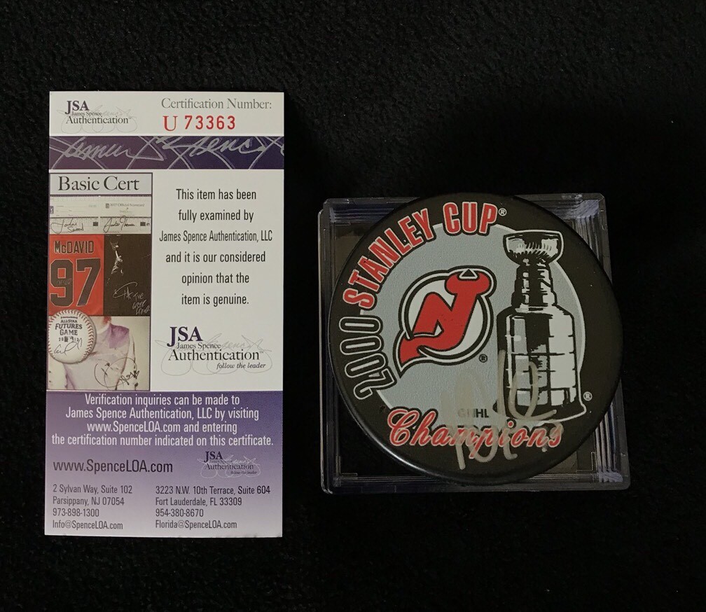 Martin Brodeur Signed New Jersey Devils 2000 Stanley Cup Puck JSA COA U73363