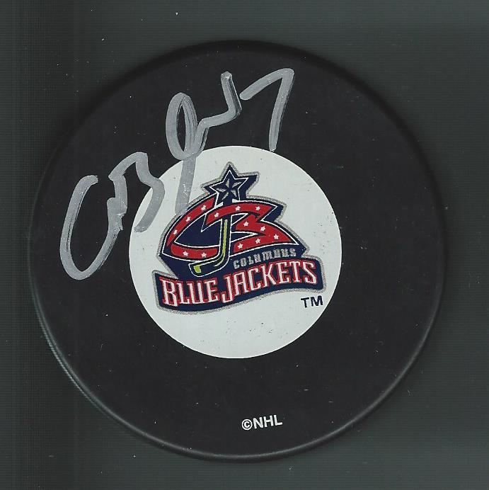 Gilbert Brule Signed Columbus Blue Jackets Original Logo Puck