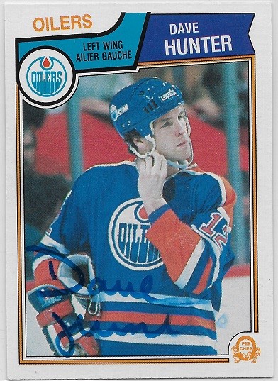 Dave Hunter Signed 1983-84 O-Pee-Chee OPC Card #32 Edmonton Oilers