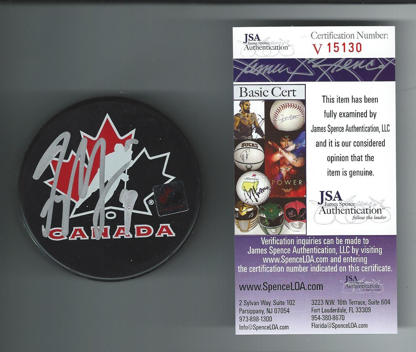 Tyler Seguin Signed Team Canada Puck JSA Authenticated Dallas Stars