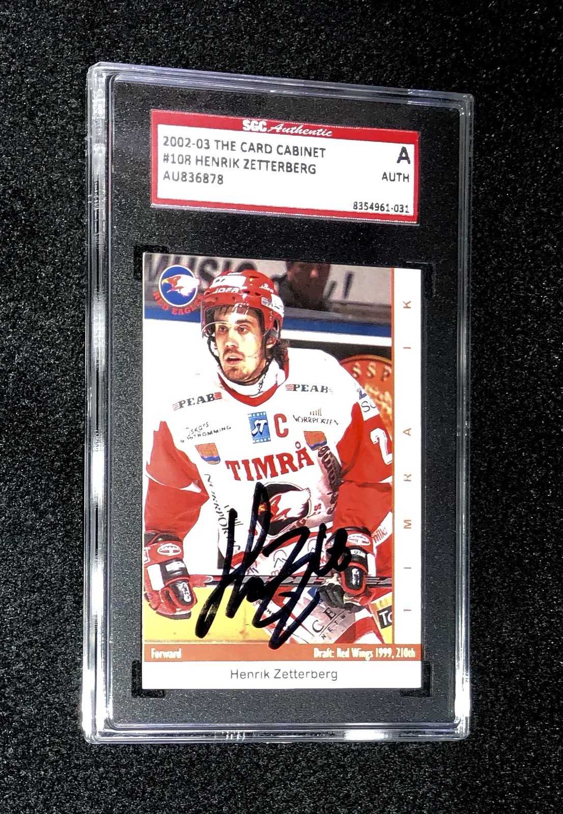 HENRIK ZETTERBERG SIGNED 2002/03 TIMRA  SWEDISH CARD #108 SGC AU836878