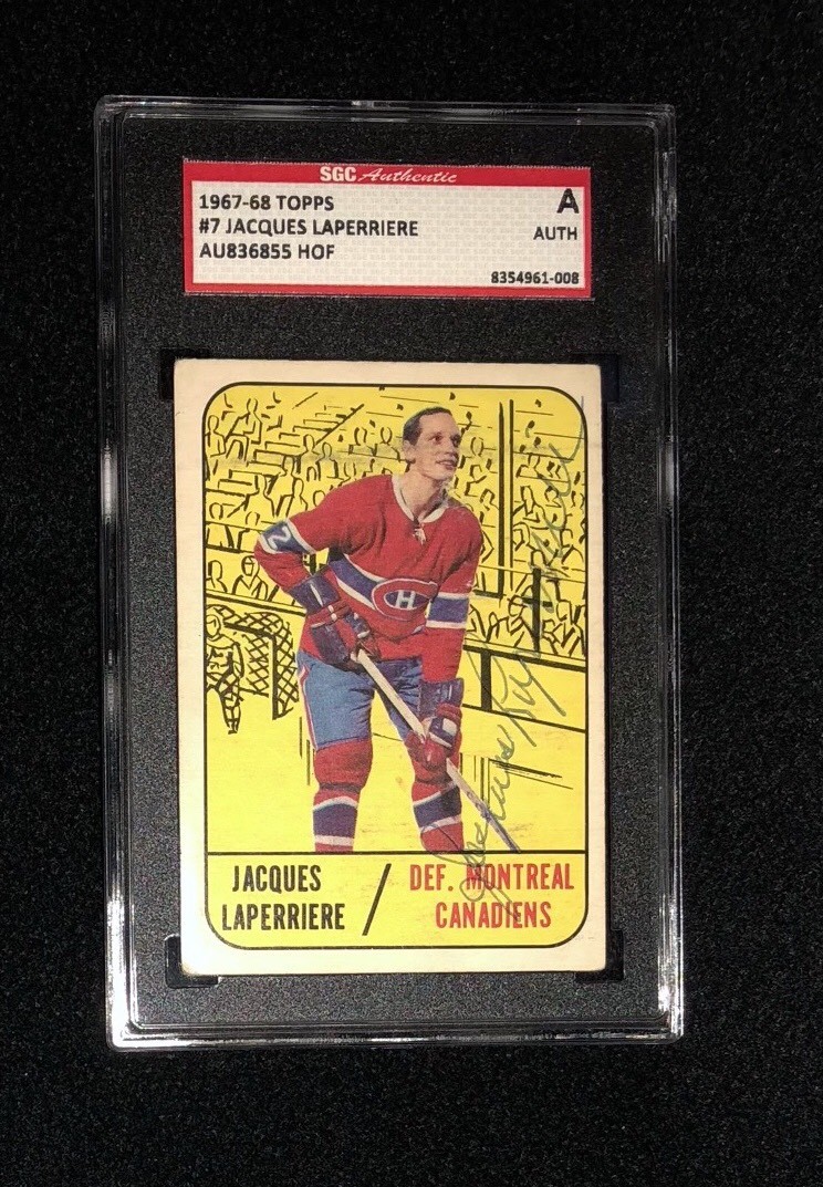 JACQUES LAPERRIERE SIGNED 1967/68 TOPPS CARD #7 SGC AUTHENTICATED