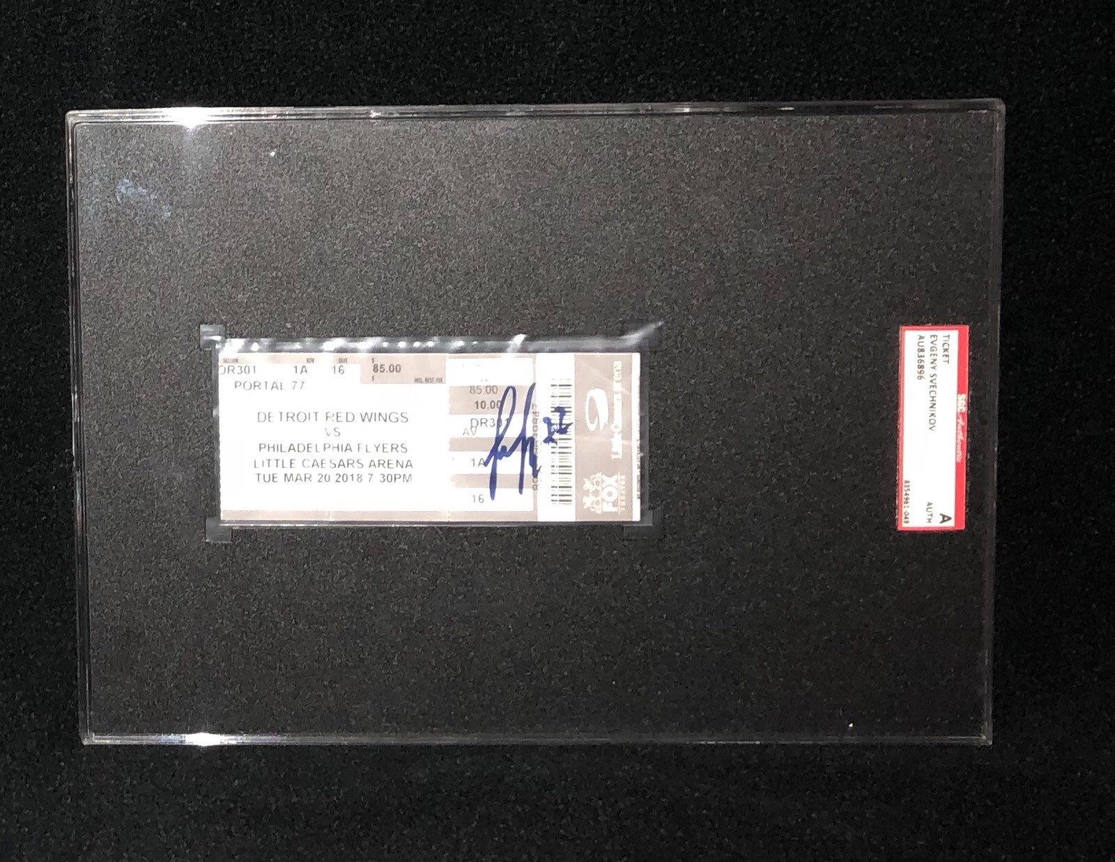 EVGENY SVECHNIKOV DETROIT RED WINGS SIGNED 1ST NHL GOAL TICKET STUB SGC SLABBED