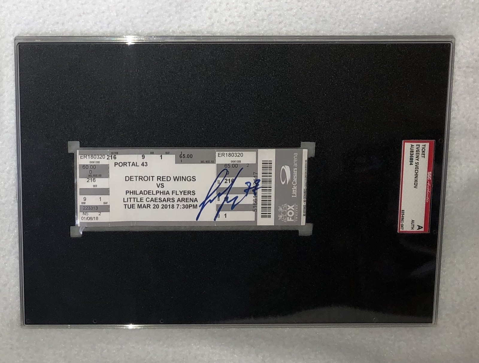 EVGENY SVECHNIKOV DETROIT RED WINGS SIGNED 1ST NHL GOAL TICKET SGC AU836894