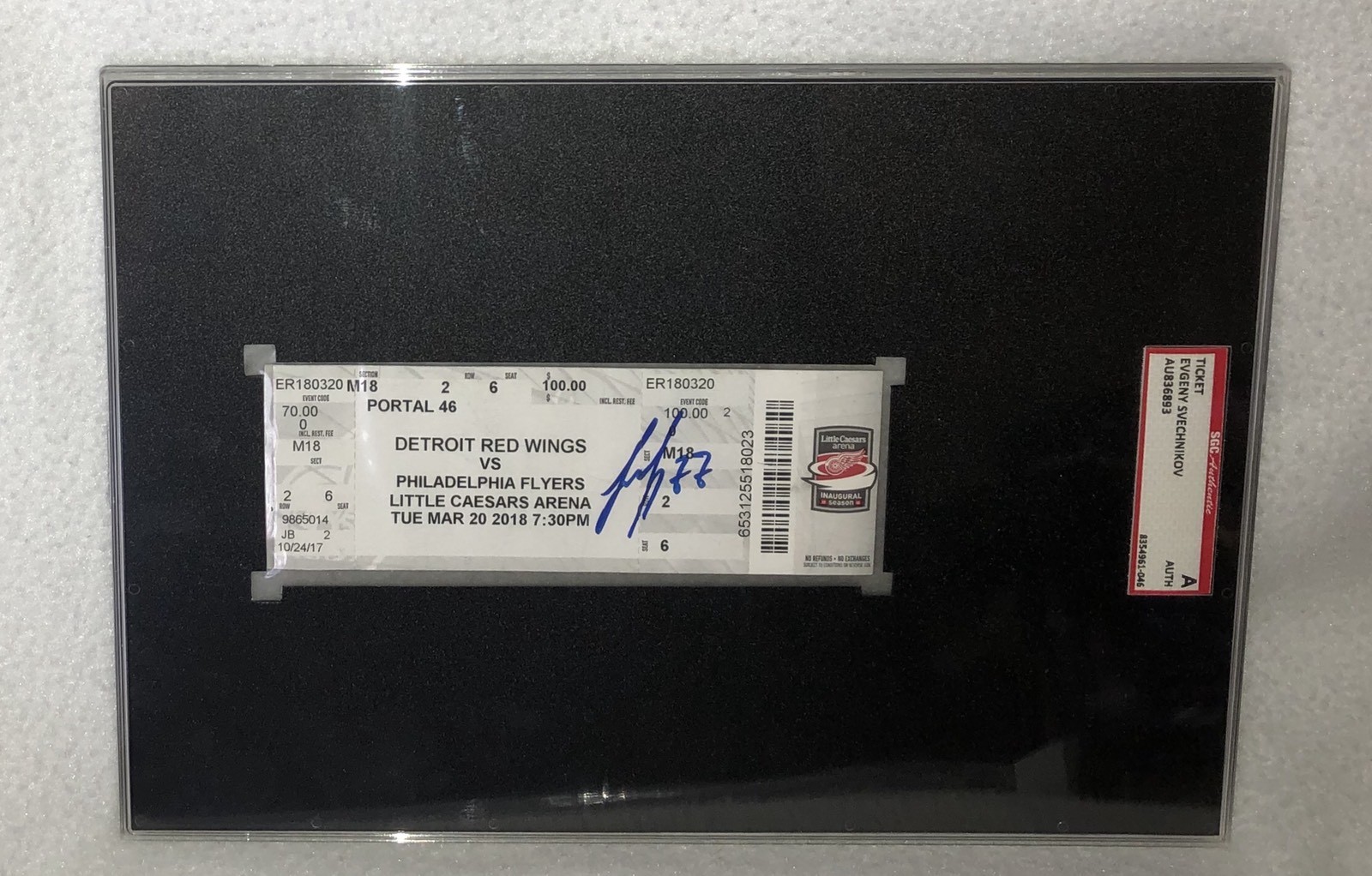 EVGENY SVECHNIKOV DETROIT RED WINGS SIGNED 1ST NHL GOAL TICKET SGC AU836893