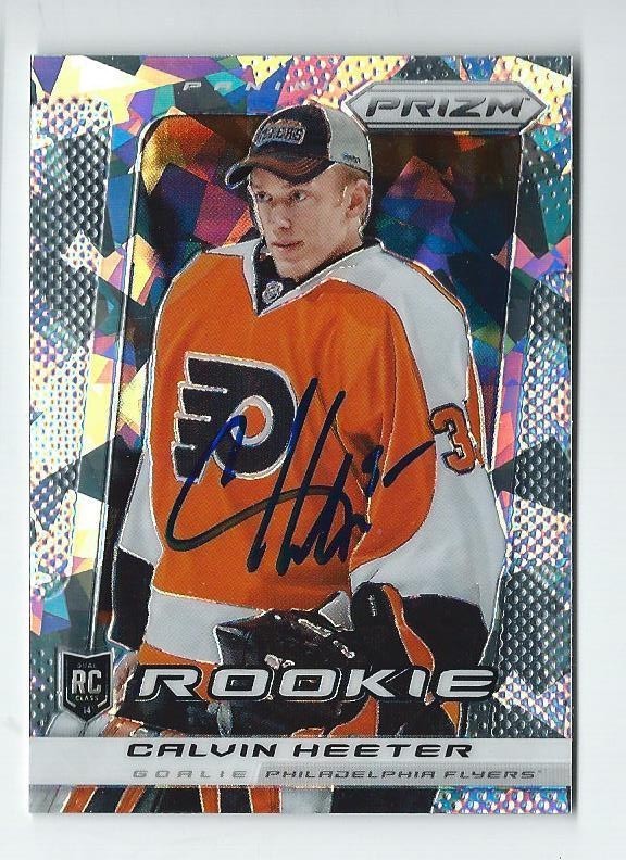 Calvin Heeter Signed 2013/14 Panini Prizm Cracked Ice Rookie Card #375