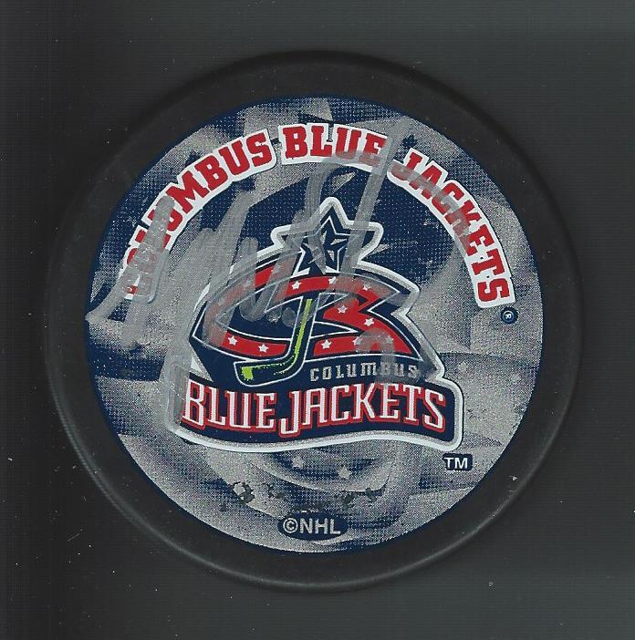 Manny Malhotra Signed Columbus Blue Jackets Souvenir Puck