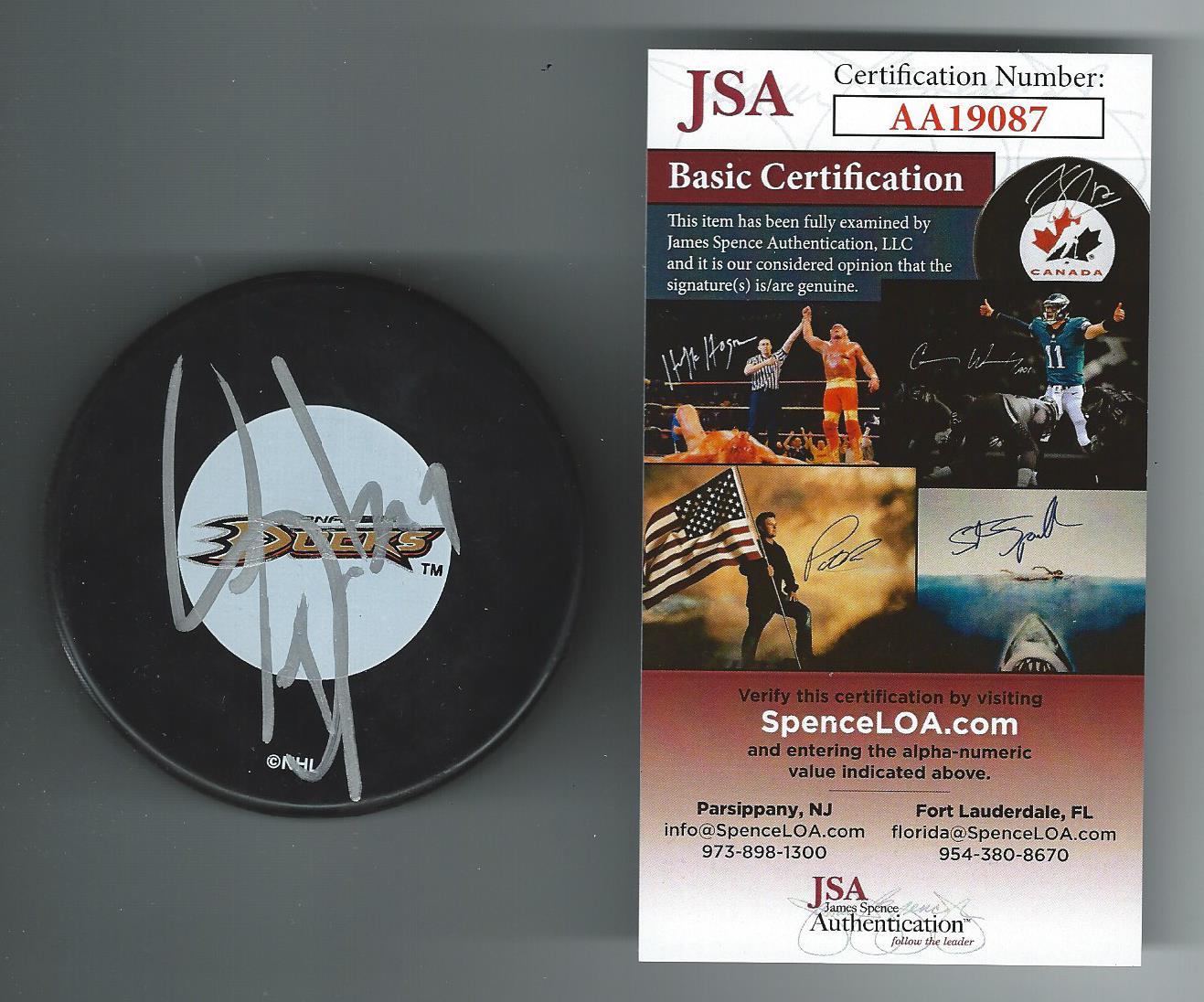 Scott Niedermayer Signed Anaheim Ducks Puck JSA Authenticated AA19087