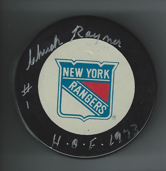Chuck Rayner Signed New York Rangers Puck
