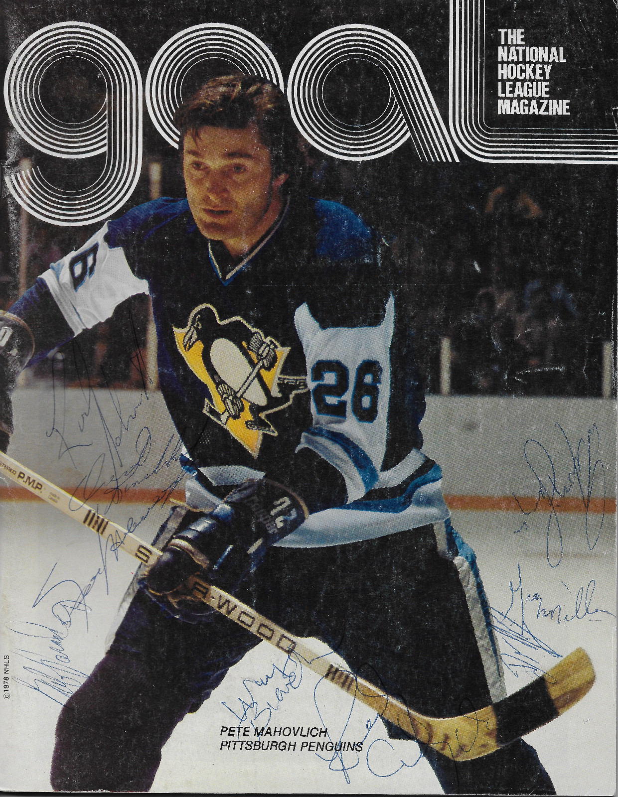 Pittsburgh Penguins Signed 1978 Goal Magazine Wayne Bianchin Frank Mahovlich