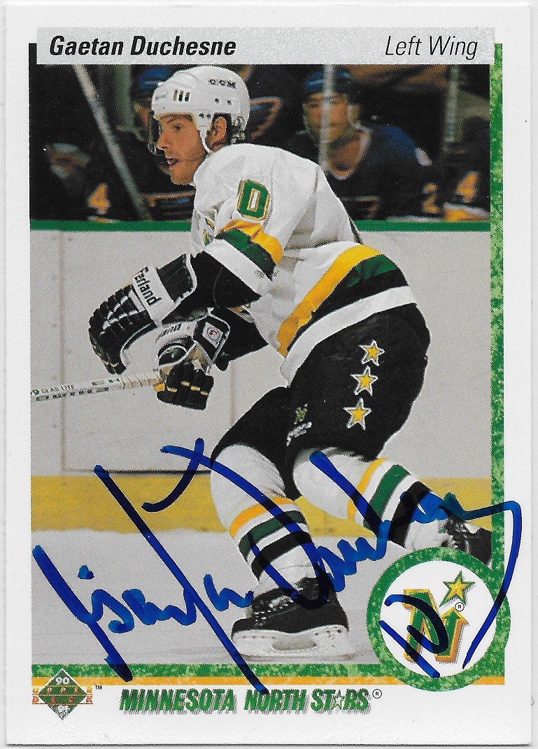 Gaetan Duchesne Signed 1990-91 Upper Deck Card #108 Minnesota North Stars D.2007
