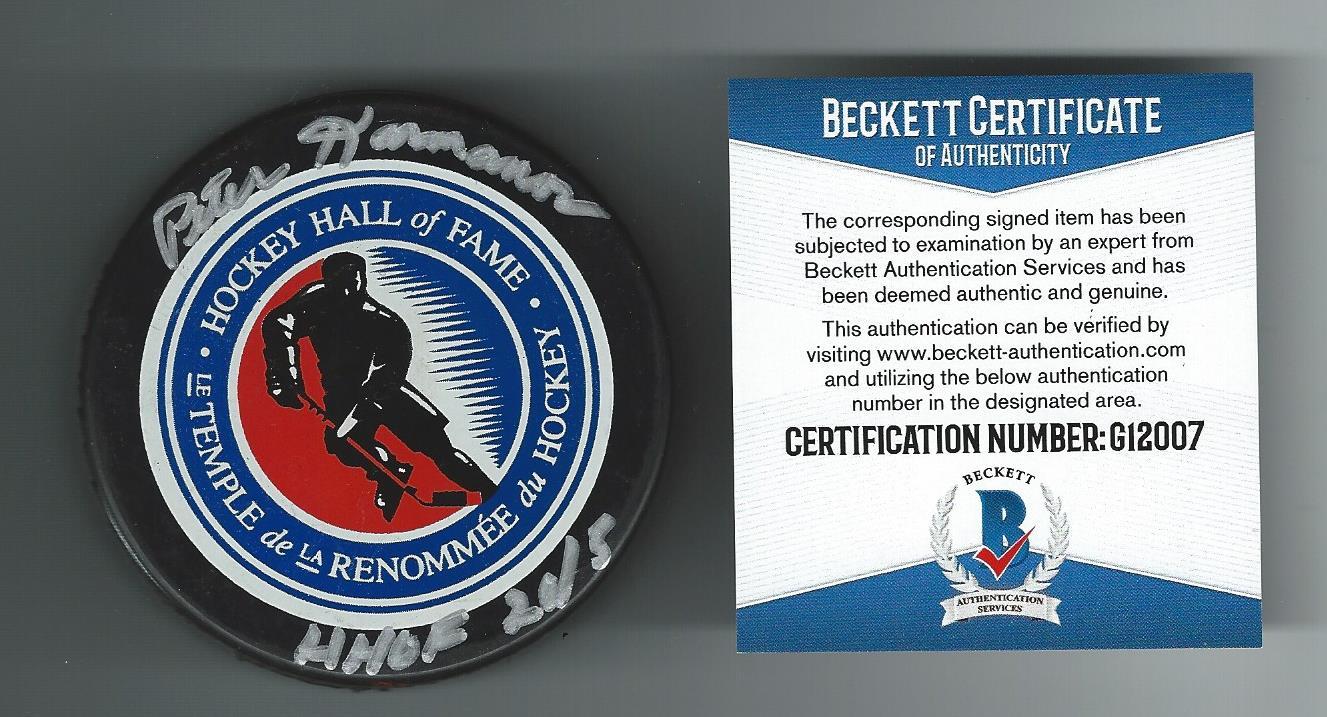 Peter Karmanos Signed & Inscribed Hockey Hall Of Fame Puck HOF Beckett COA