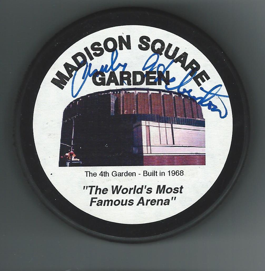 Andy Hebenton Signed Custom Madison Square Garden Puck New York Rangers