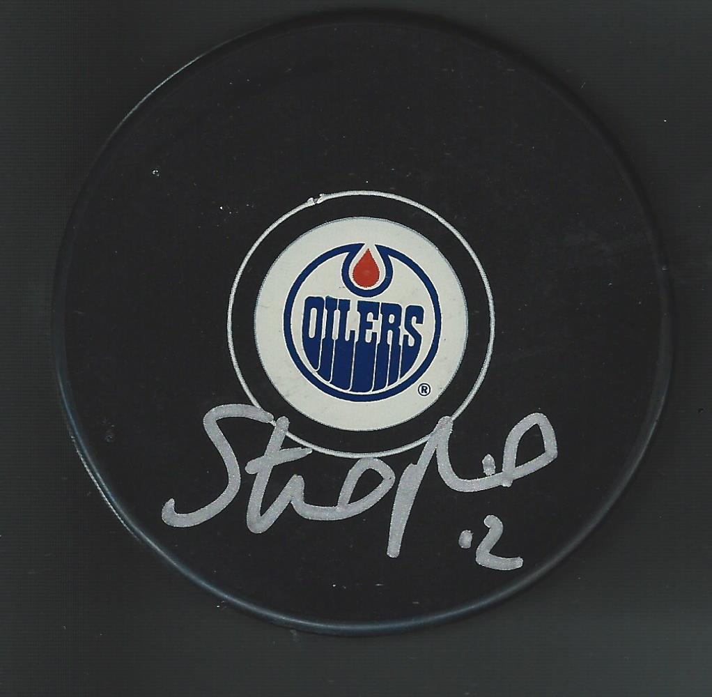 Steven Rice Signed Edmonton Oilers Puck