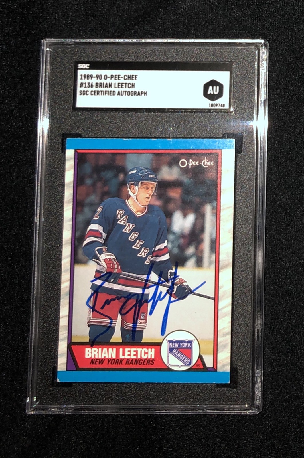 Brian Leetch Signed 1989/90 O-Pee-Chee Rookie Card #136 SGC Certified 1009740