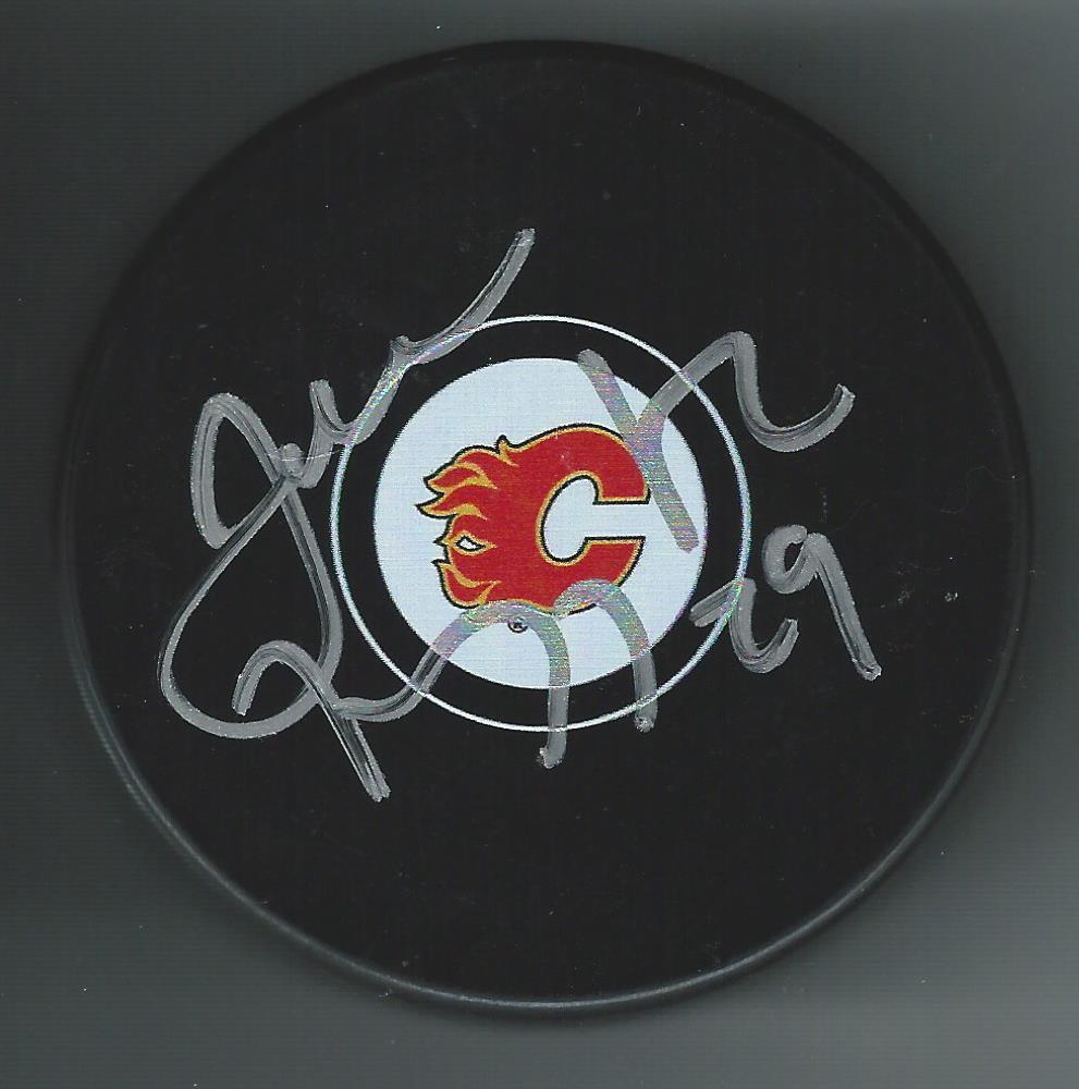 Jason Muzzatti Signed Calgary Flames Puck