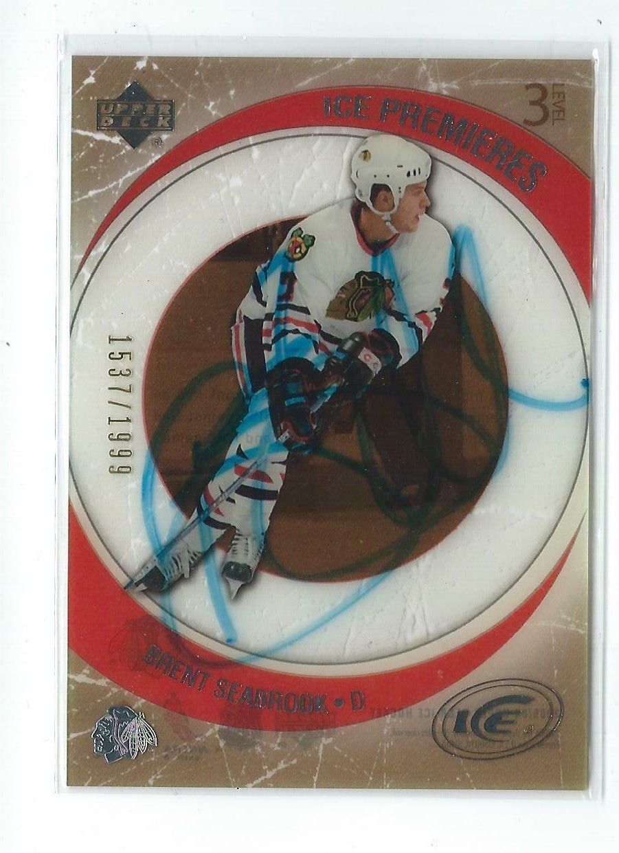 Brent Seabrook Signed 2005/06 Upper Deck Ice Rookie Card Card #123  #1537/1999