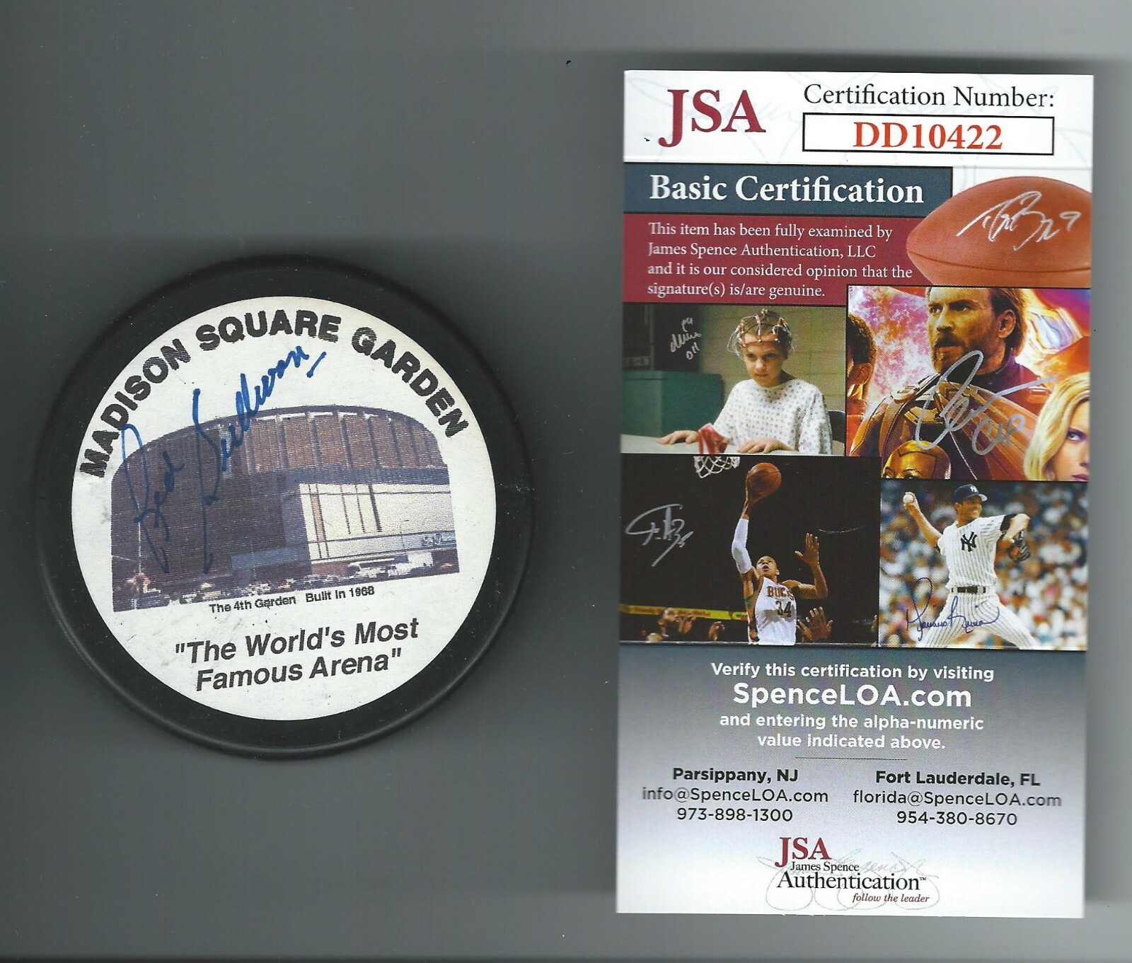 Red Sullivan Signed New York Rangers Madison Square Garden MSG Puck JSA COA