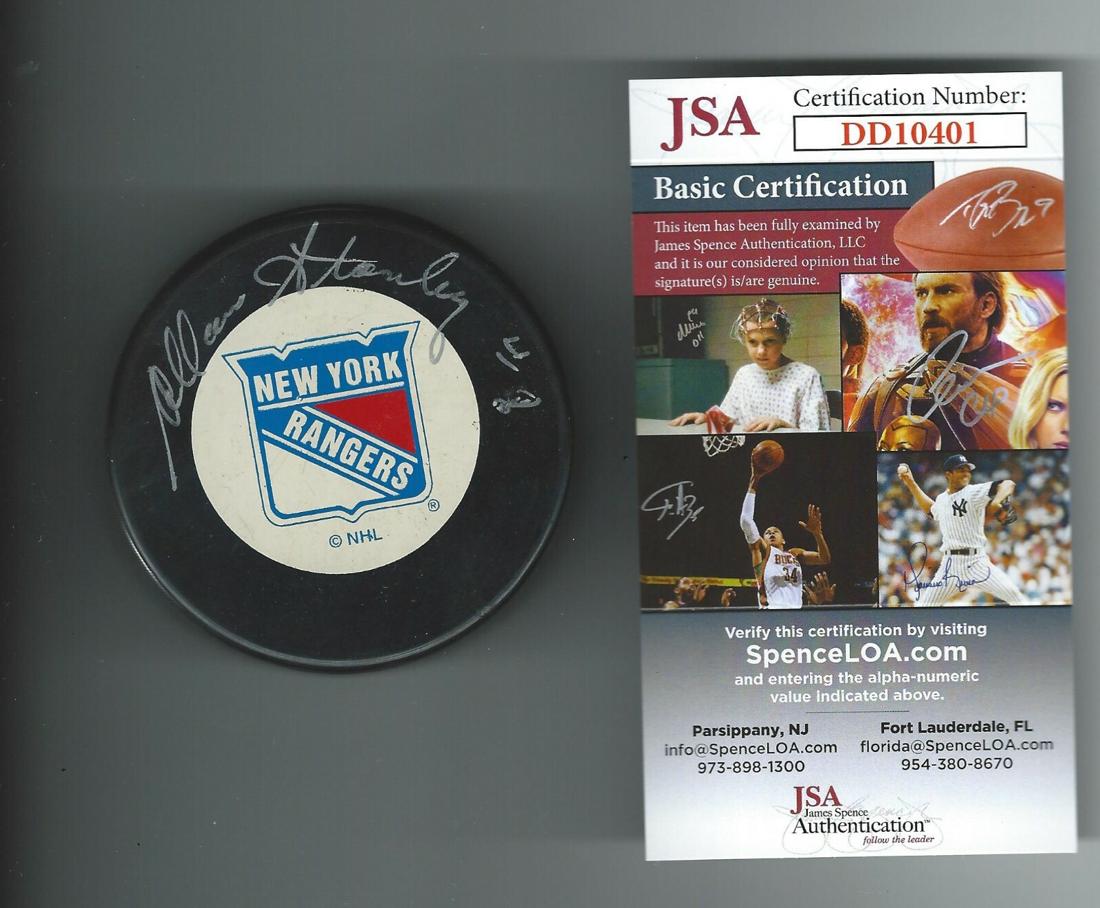 Allan Stanley Signed New York Rangers Trench Puck JSA COA DD10401