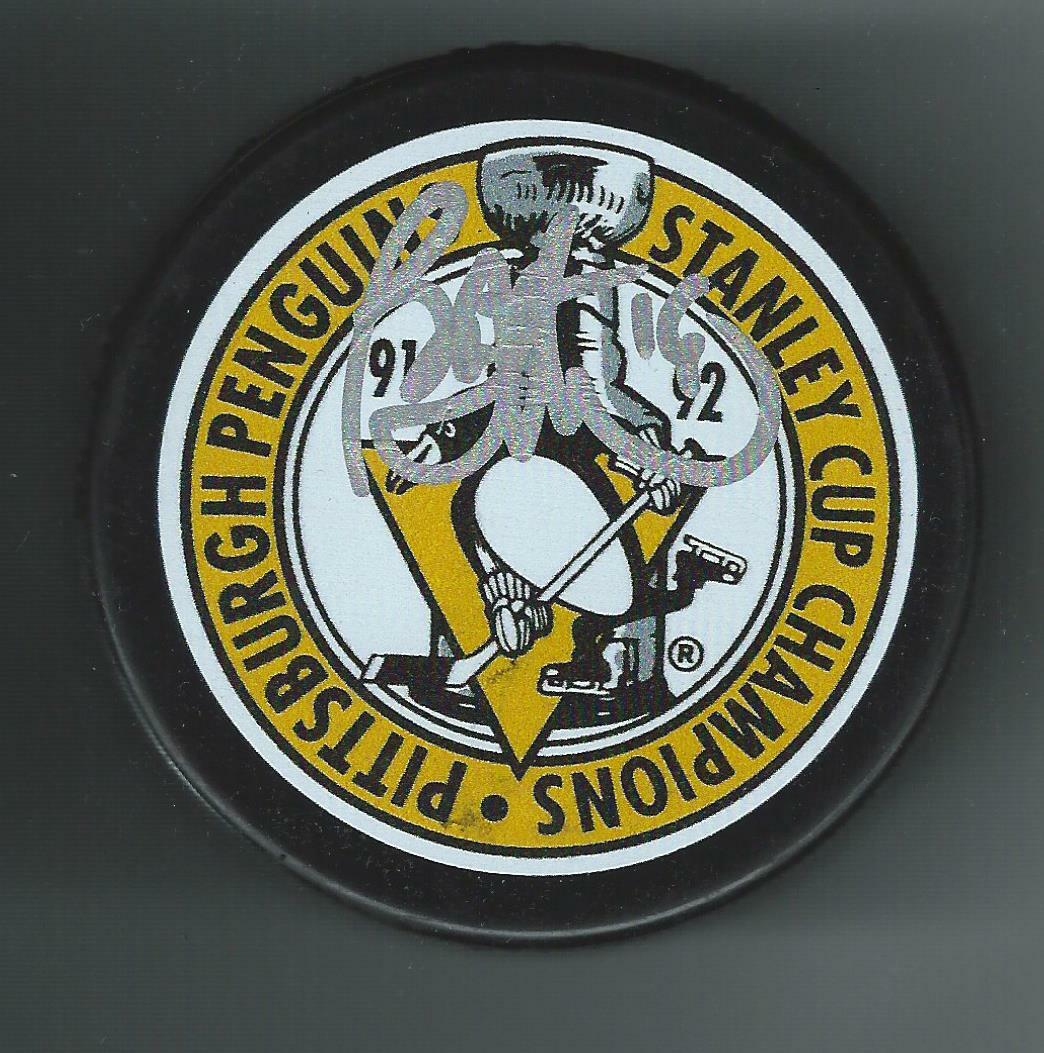 Bryan Trottier Signed Pittsburgh Penguins 1992 Stanley Cup Champions Puck