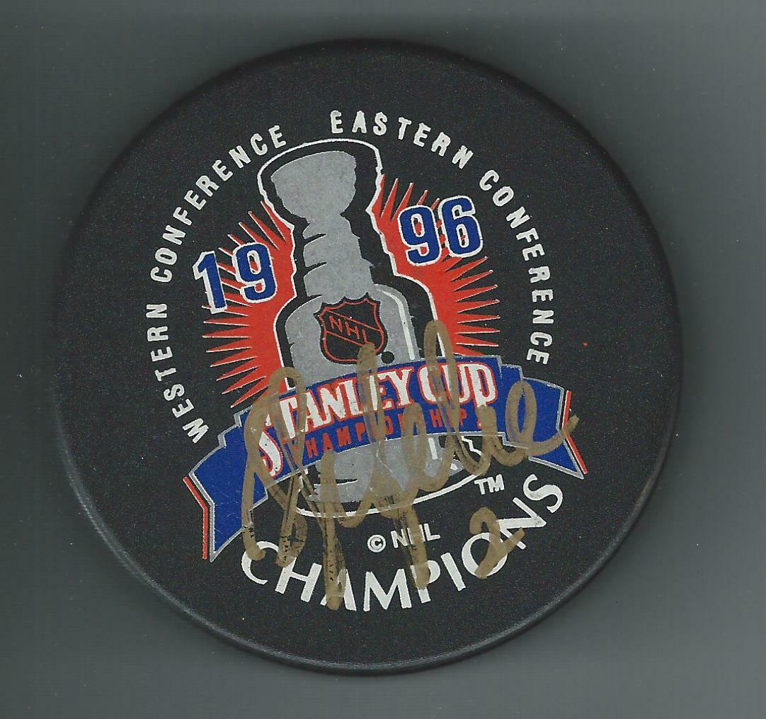 Sylvain Lefebvre Signed Colorado Avalanche 1996 Stanley Cup Champions Puck