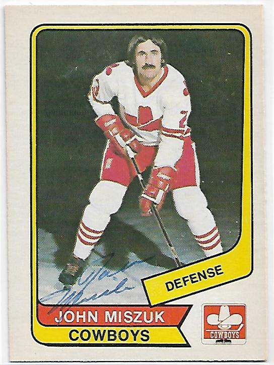 John Miszuk Signed 1976-77 O-Pee-Chee WHA Signed Calgary Cowboys Card #157
