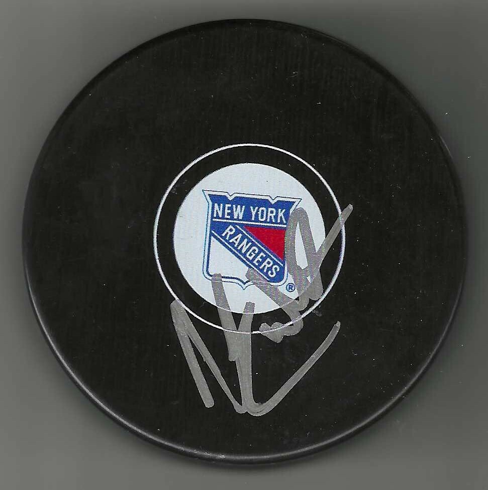 Nils Lundkvist Signed New York Rangers Puck