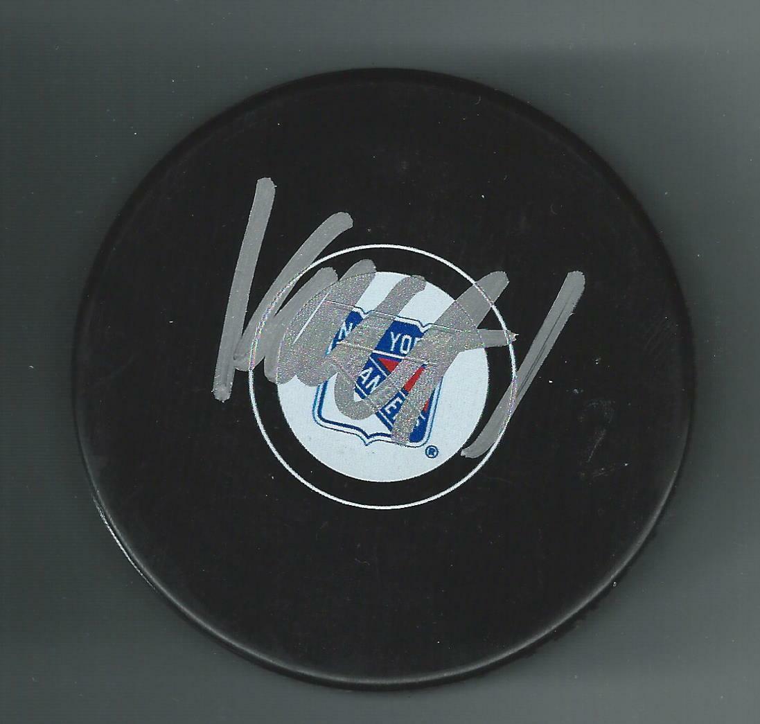 Karl Henriksson Signed New York Rangers Puck