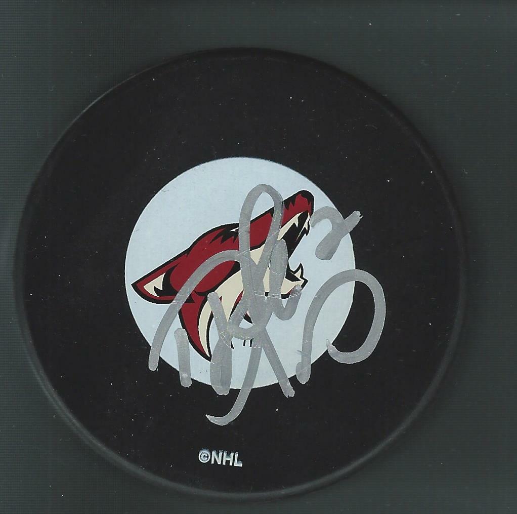 Derek Morris Signed Phoenix Coyotes Puck Puck Arizona Utah Mammoth