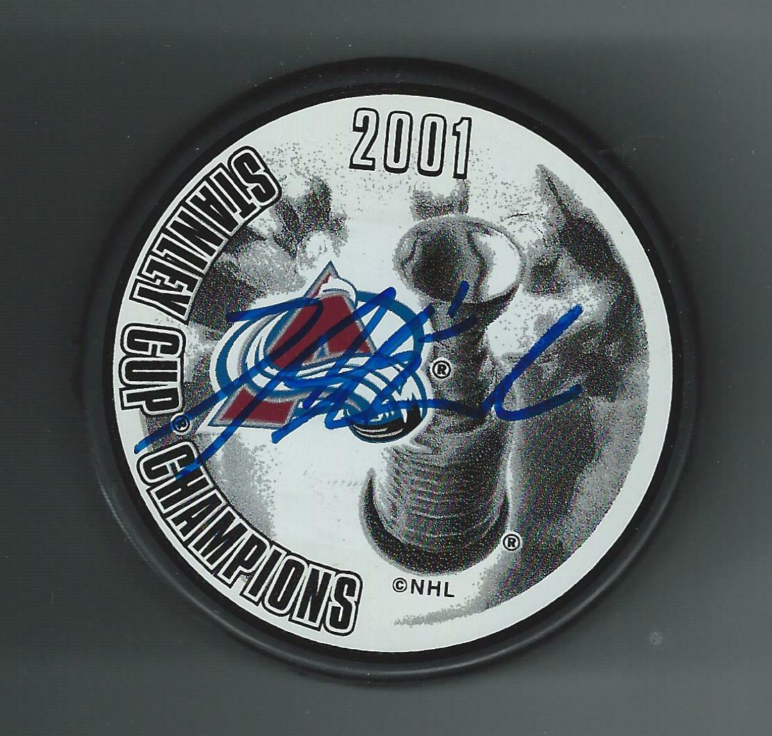 David Aebischer Signed Colorado Avalanche 2001 Stanley Cup Champions Puck