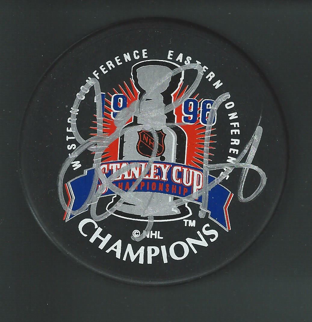 Joel Quenneville Signed Colorado Avalanche 1996 Stanley Cup Champions Logo Puck