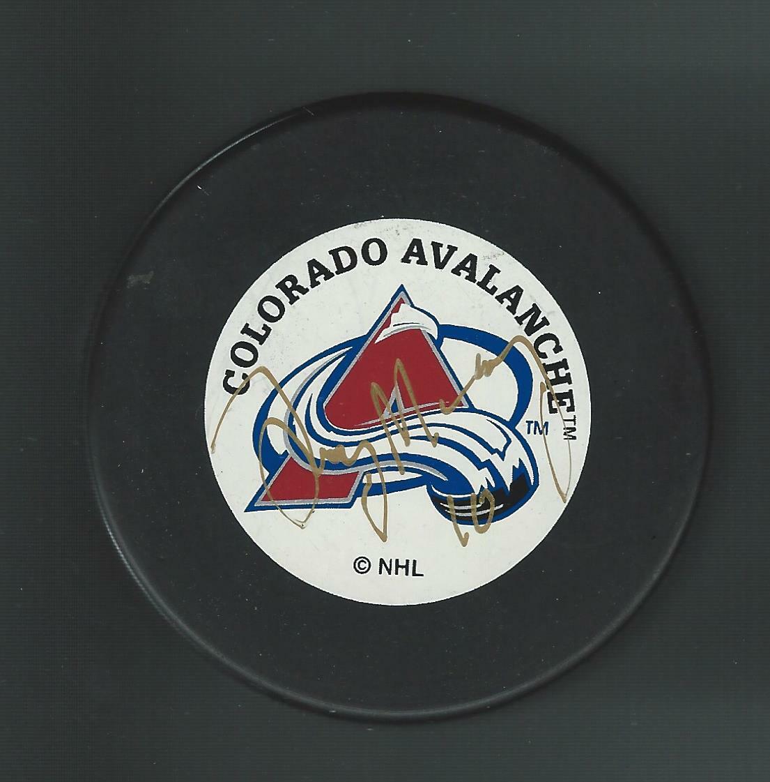 Troy Murray Signed Colorado Avalanche Trench Puck In Gold
