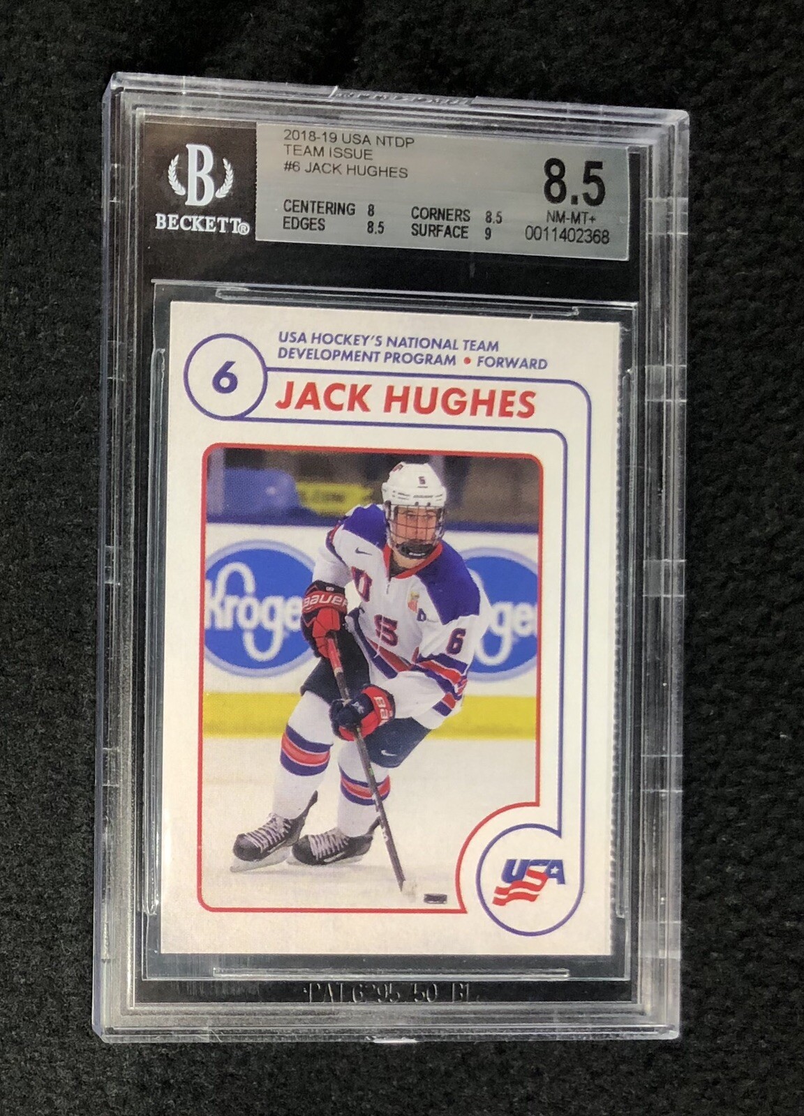Jack Hughes 2018/19 USA NTDP Team Issued 1st Ever Rookie Card Beckett 8.5 Devils