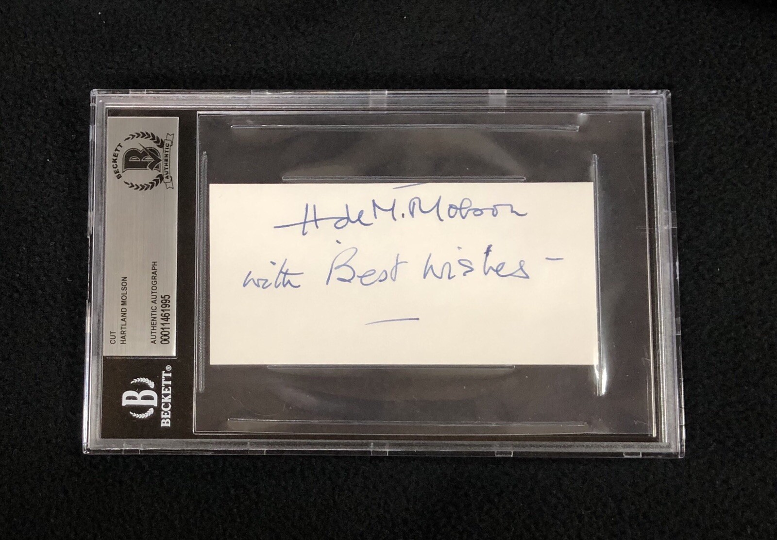 Hartland Molson Signed Montreal Canadiens Cut Autograph Beckett Authenticated