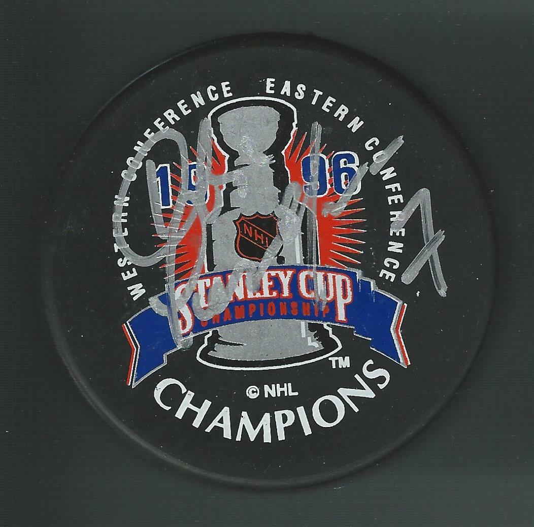 Curtis Leschyshyn Signed Colorado Avalanche 1996 Stanley Cup Champions Logo Puck