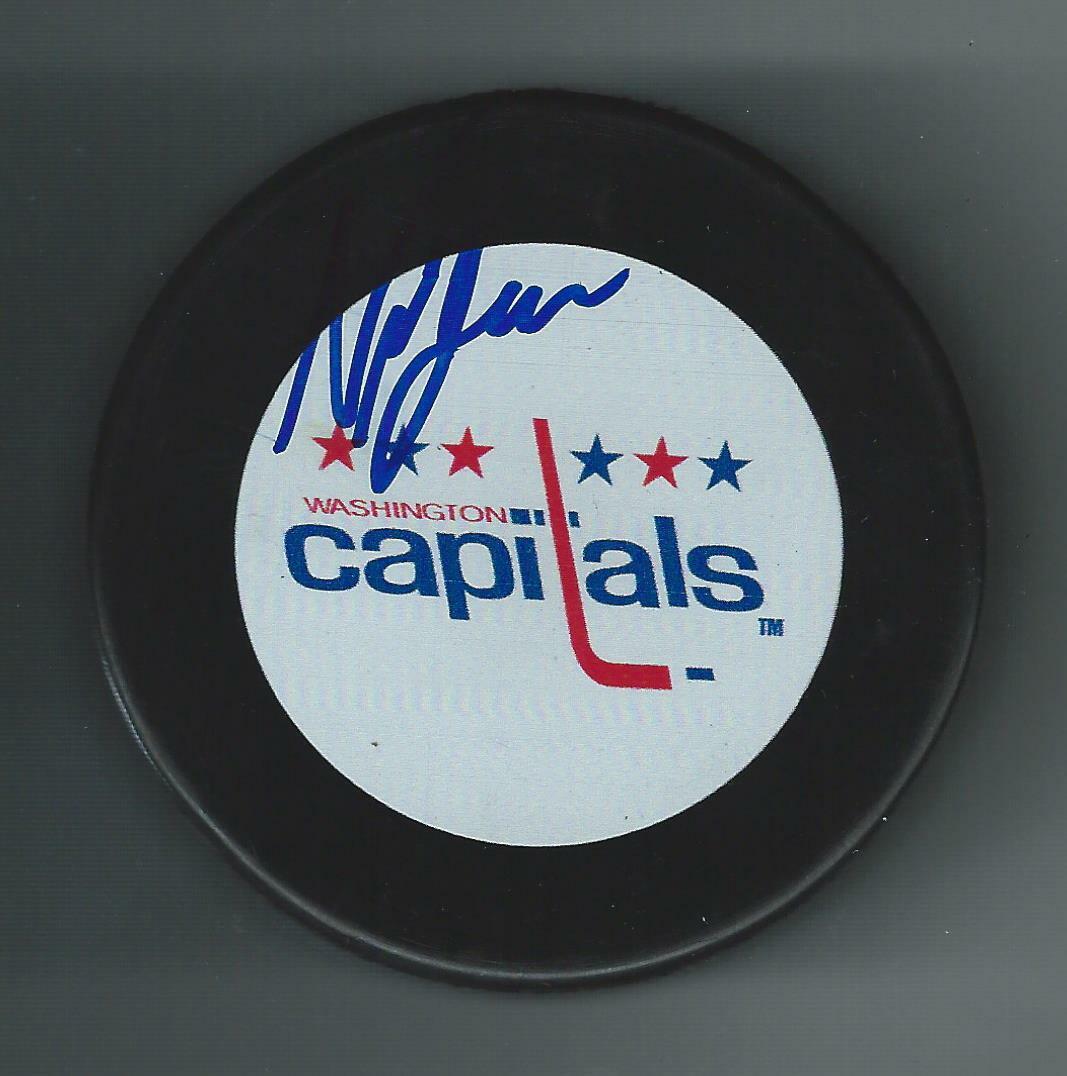 Nick Jensen Signed Vintage Washington Capitals Vintage Third Jersey Logo Puck
