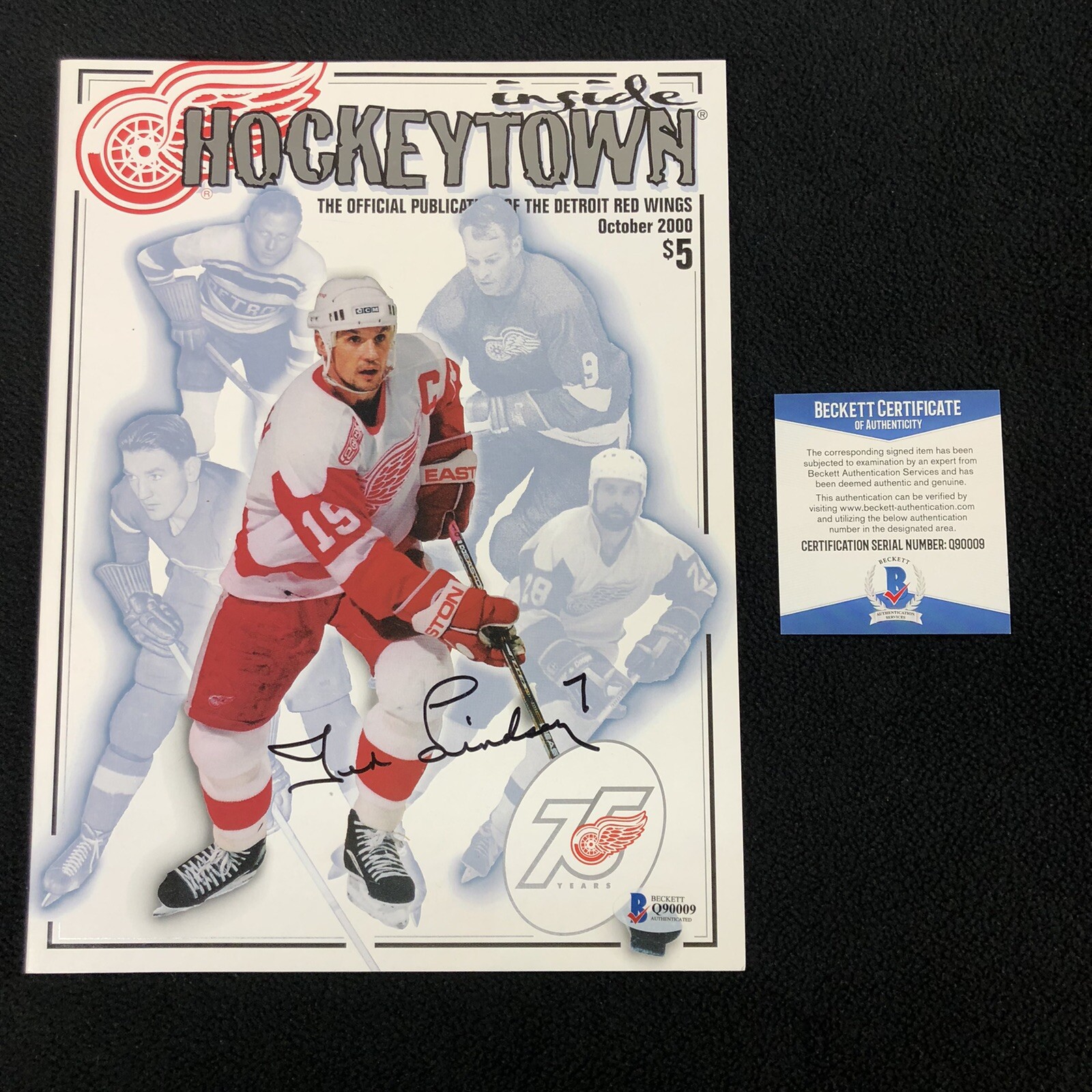 Ted Lindsay Signed Detroit Red Wings Inside Hockeytown Game Program Beckett COA