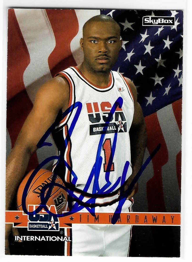 Tim Hardaway Signed 1994/95 SkyBox USA International Card #61