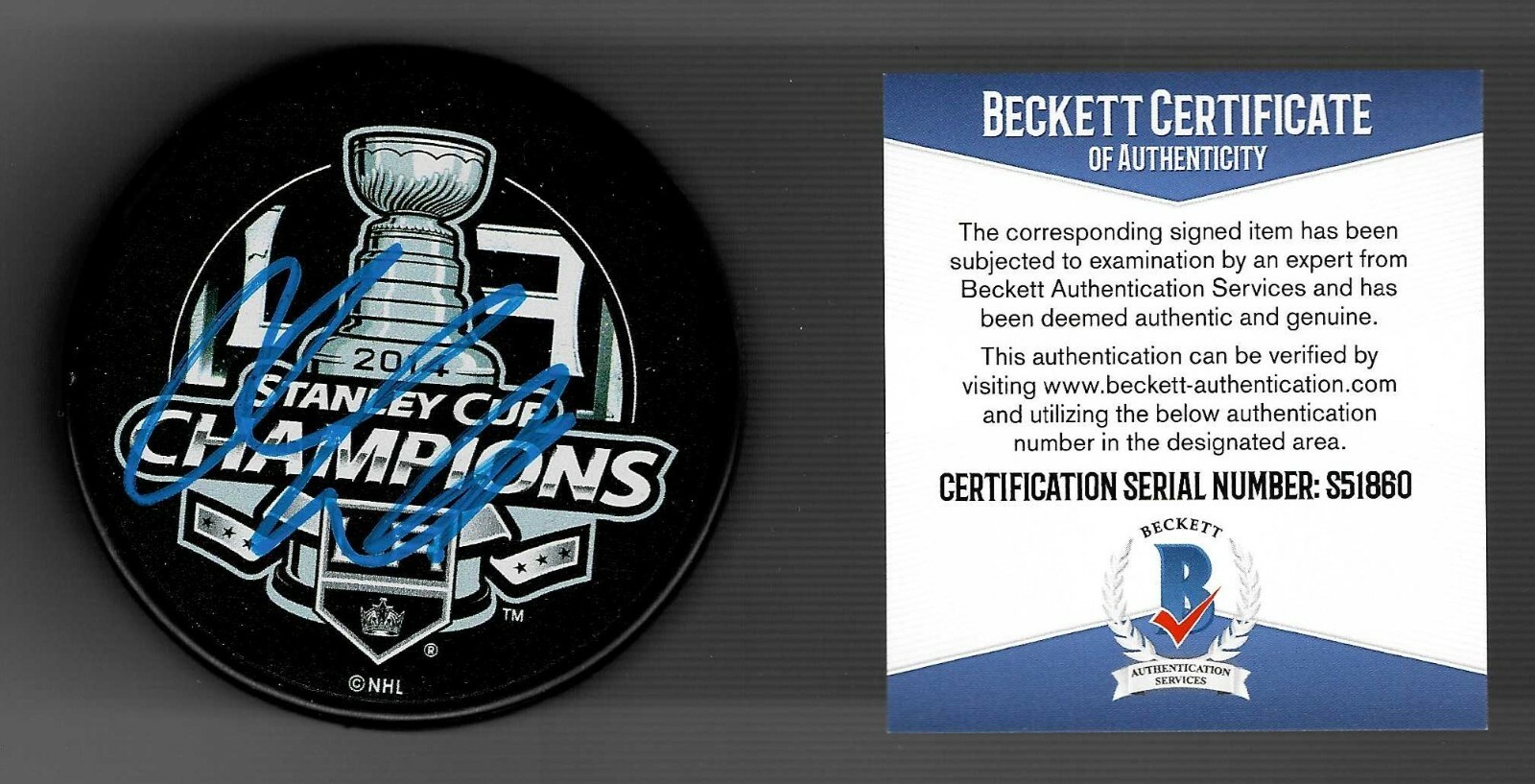 Jeff Carter Signed Los Angeles Kings 2014 Stanley Cup Champs Puck Beckett COA