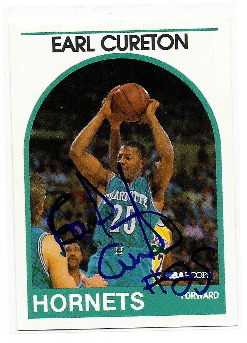 Earl Cureton Signed 1989/90 Hoops Card #112 NBA Charlotte Hornets