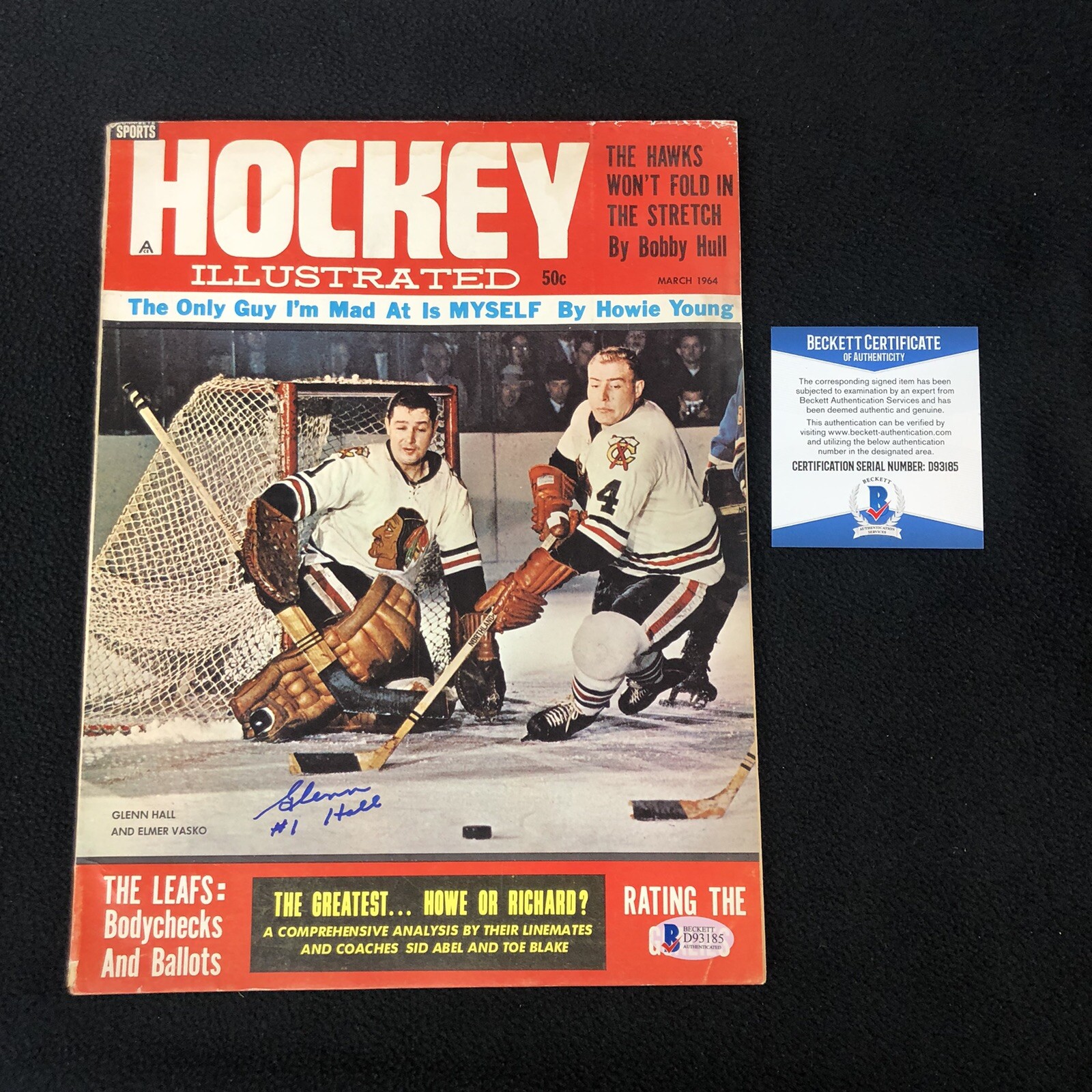 Glenn Hall Signed Chicago Blackhawks 1964 Hockey Illustrated Beckett COA