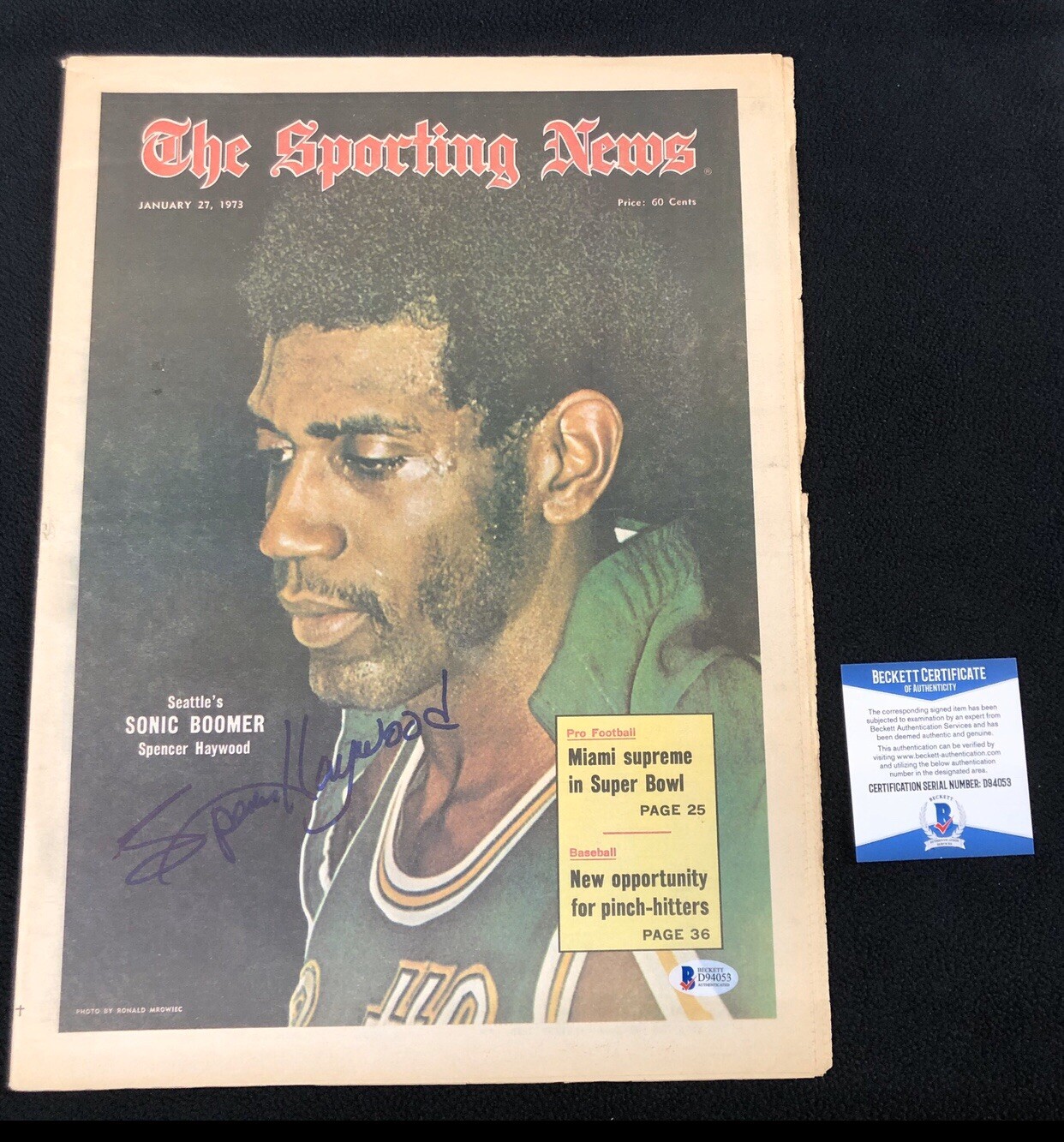 Specner Haywood Signed Seattle Supersonics Sporting News Magazine Beckett COA