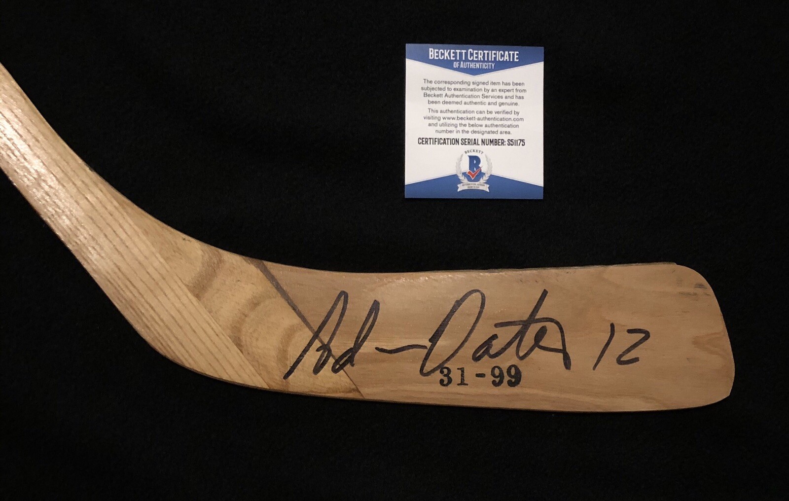 Adam Oates Signed Boston Bruins Commemorative Lady Bing Stick Beckett COA