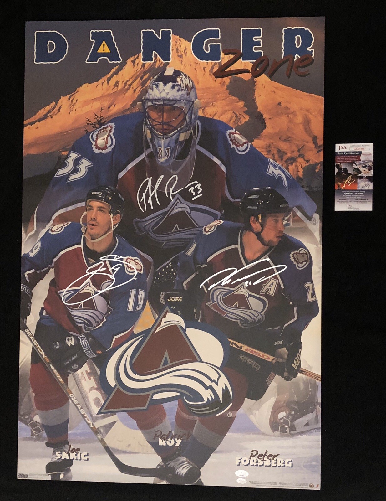 Peter Forsberg Patrick Roy Joe Sakic Signed Colorado Avalanche 23x35 Plaque JSA